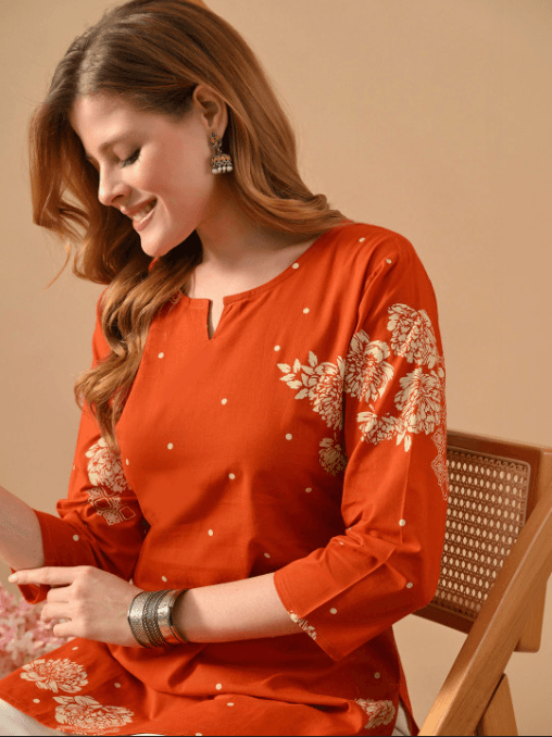 Floral Printed Pure Cotton Kurti