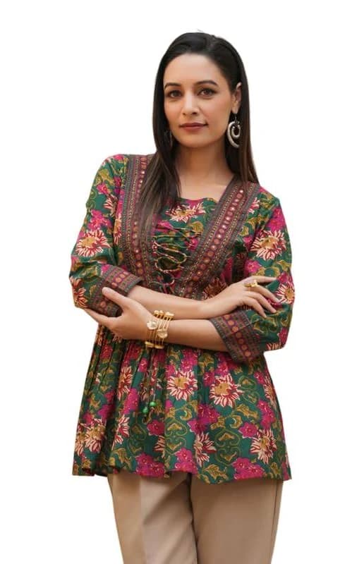 Women's Ethnic Printed Rayon Short Kurta 